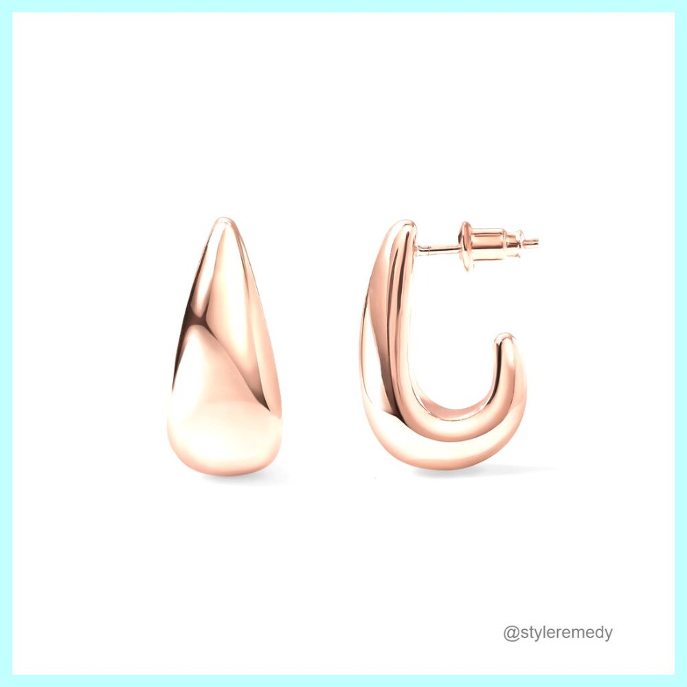 14K Gold Plated Sterling Silver Dome Hoop Earrings 23mm